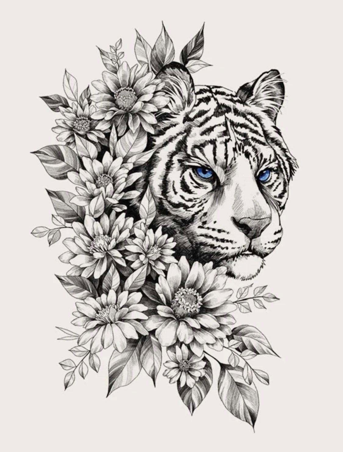Temporary White Tiger With Blue Eyes Tattoo Cat Tattoo - Etsy