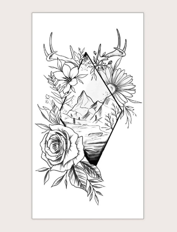 Amazon.com : Bluelans Large Deer Flower Temporary Tattoos Fashionable Fake  Tattoos Removable Waterproof Body Art Tattoo Stickers for Women Teens Girls  (Deer) : Beauty & Personal Care