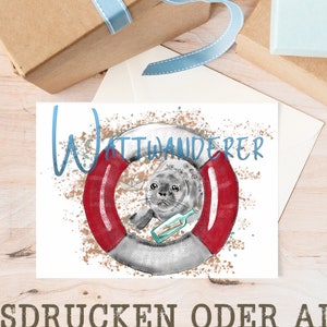 WATTWANDERER maritime marin nautical robbe bébé seal mer du nord vacances mer mer carte shirt repassage plage vacances vacances Mer du Nord Sea Ocean