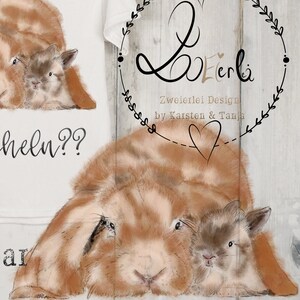 Kuscheln? Bügelbild Hasen Kaninchen Osterhase Ostern flauschige Häschen für Shirts Hoodies Taschen Karten