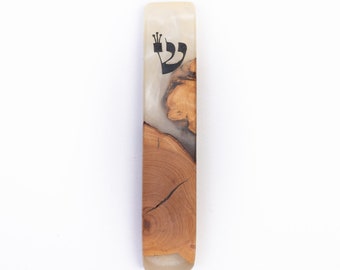 mezuzah included noncosherscroll as a gift! handcrafted olive wood mezuzah mixed with resin in white color