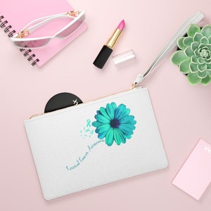 Cervical Cancer Gift, Cervical Awareness Gift Idea, Teal Ribbon, Mothers Day, Copy of Copy of Clutch Bag