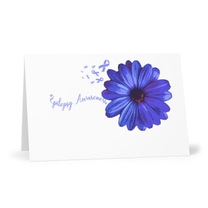 Epilepsy Awareness Gift, Epilepsy Gifts, Epilepsy Support, Epilepsy Warrior, Blue Ribbon,  Epilepsy Awareness Greeting Cards (7 pcs))