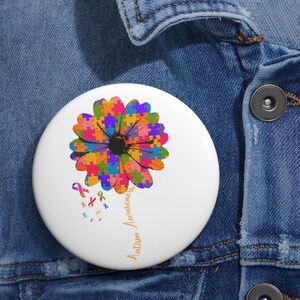 Autism Awareness Ribbon, Autism Support Gift Idea, Family Support, Autism Pin, Custom Pin Buttons, Autism Month Custom Pin Buttons