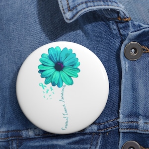 Cervical Cancer Awareness Ribbon, Cervical Support Gift Idea, Family Support, Cervical Ribbon Pin, Custom Pin Buttons, Cervical Fighter