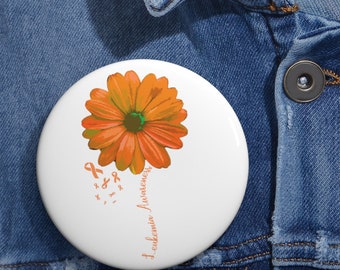 Leukemia Awareness Ribbon, Leukemia Support Gift Idea, Family Support, Leukemia Ribbon Pin, Custom Pin Buttons