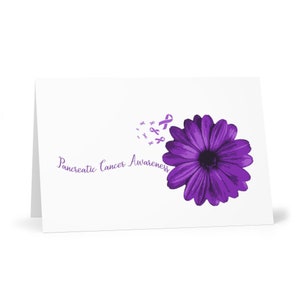 Cadeau du cancer du pancréas, cadeau de sensibilisation au cancer, ruban violet, suce le cancer, survivor gift pancréatique cancer cards (7 pcs)