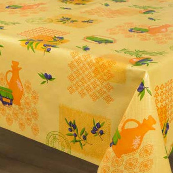 Nappe en toile cirée 160cm - LURS Jaune (Ronde/Ovale/Rectangulaire)