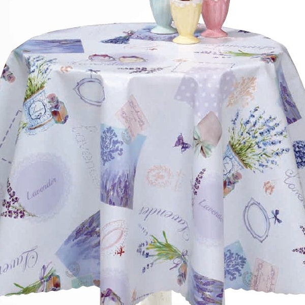 Nappe en toile cirée 140cm - LORGUES Lavande (ronde/ovale/rectangulaire)