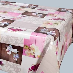 Oilcloth tablecloth 180cm - LAELIA Fushia (round/oval/rectangular)
