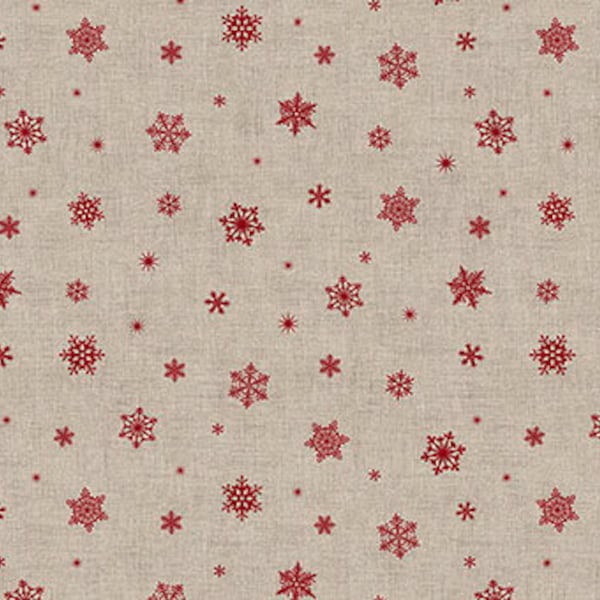 Nappe de Noël en toile cirée - FLOCON Rouge (ronde/ovale/rectangulaire)