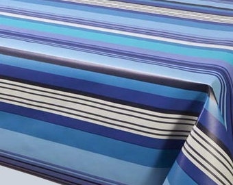 Nappe en toile cirée 160cm - GETARIA Bleu (Ronde/Ovale/Rectangulaire)