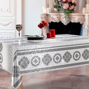 Oilcloth tablecloth 140cm - YENI Nacre (round/oval/rectangular)
