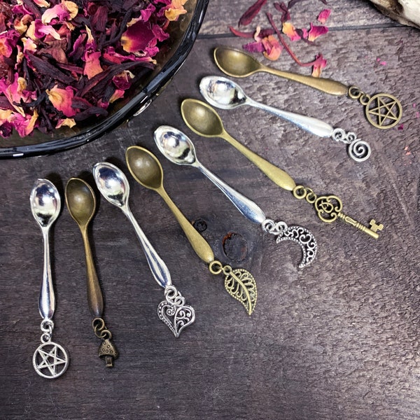Little Witchy Charm Spoon | Tiny Apothecary Spoon | Witchcraft Altar Tools | Herb Spoon | Spell Work | Witch Gift