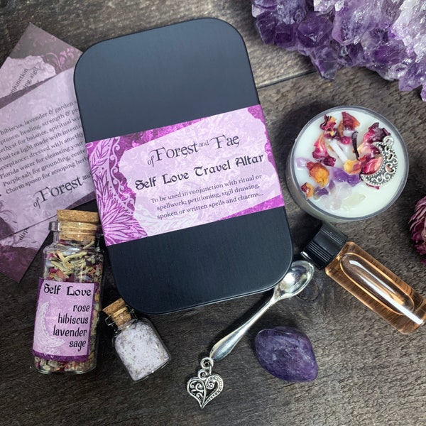 Self Love Travel Altar | Ritual Kit | Witchcraft Kit | Pocket Altar | Manifestation | Witch Herb Set | Wiccan Kit | Herb Witch | Witchy Gift