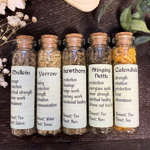 Witch Supplies Herbs Kit, 16 or 30 Kinds of Herbs Witchcraft Supplies,  Dried Herb Kit with Crystal Spoon for Magical Spells Witch Ceremony Shenyang