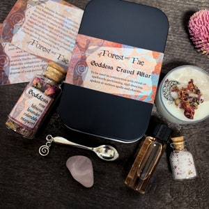 Goddess Travel Altar | Witch Kit | Spell Bottle | Manifestation | Pagan | Wiccan | Pocket Altar | Ritual Candle | Ritual | Stocking Stuffer