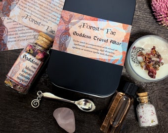 Goddess Travel Altar | Witch Kit | Spell Bottle | Manifestation | Pagan | Wiccan | Pocket Altar | Ritual Candle | Ritual | Stocking Stuffer