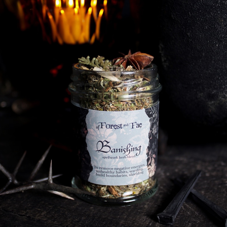 Banishing Spellwork Herb Blend, Shielding, Warding, Ritual Herbs, Witchcraft Tools, Witch Apothecary Herbs, Witch Altar, Low John Herb image 1