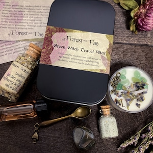 Green Witch Travel Altar | Witch Kit | Forest Witch | Cottagecore | Spell Bottle | Manifestation | Witchcraft Kit | Stocking Stuffer