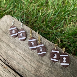 Faux Leather Football Earrings / Handmade Polymer Clay Earrings