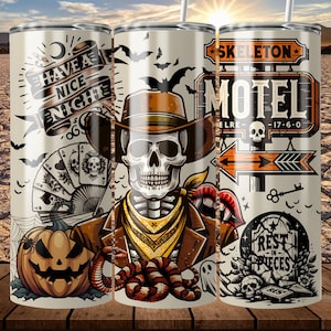Spooky Western Skeleton Collage PNG, Vintage Collage PNG, Halloween Cowboy Sublimation Design, Vintage Motel Png, Country Halloween Png