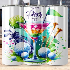 Golf Tumbler Wrap: Par Tee Cocktail, Watercolor Golf PNG (Digital Download)
