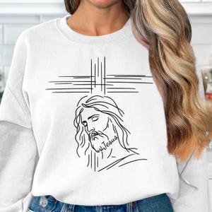 Minimalist Jesus Line Art PNG: Christian Shirt Design (Digital Download)