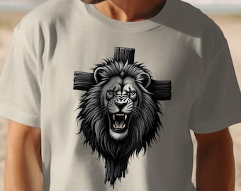 Christian Lion PNG: Faith Warrior Shirt Design (Digital Download)