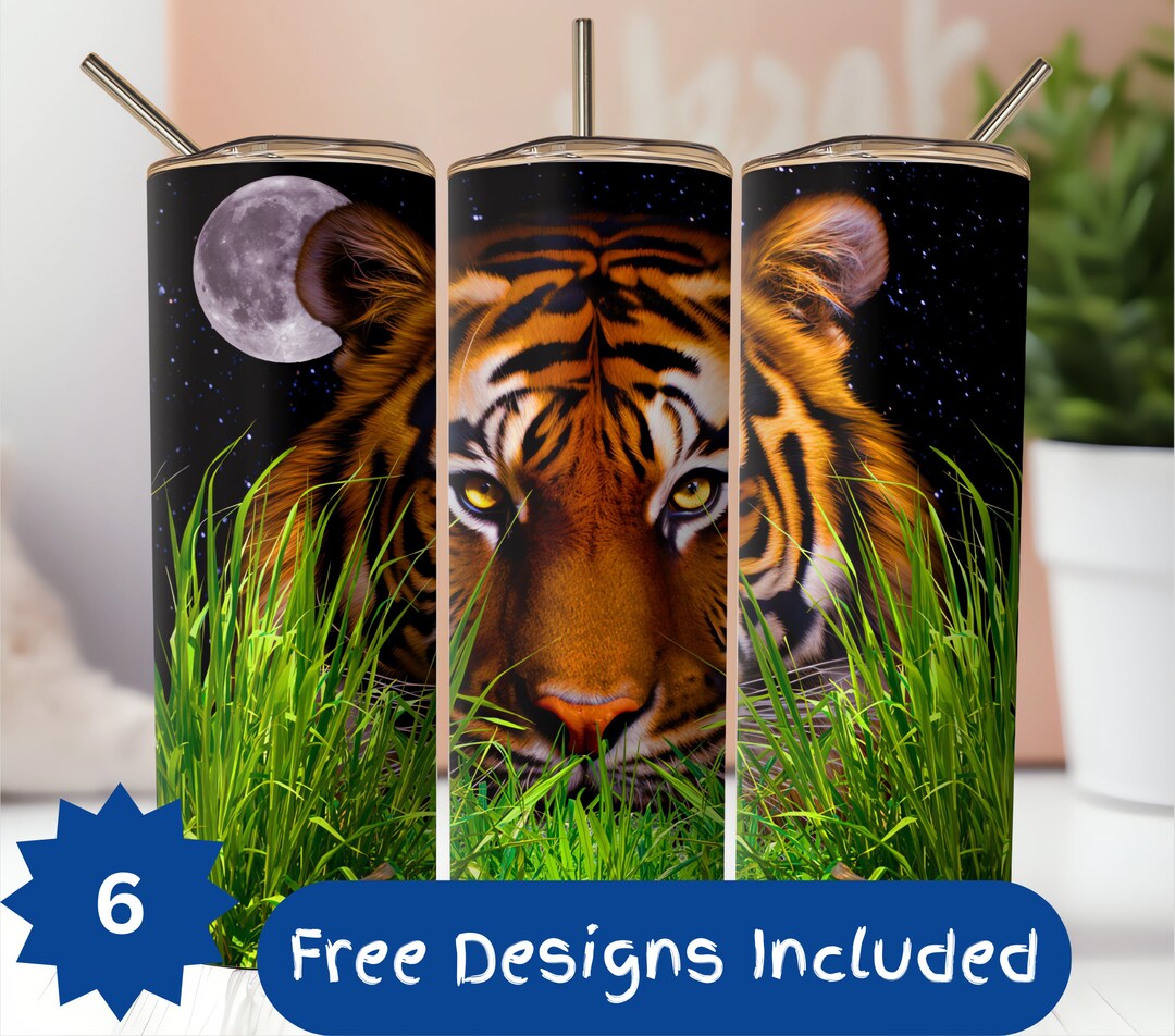 Tiger Tumbler Design PNG Sublimate File 20 Oz Skinny Sublimation Wrap