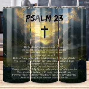 Psalm 23 Tumbler Wrap Christian Sublimation Design 20oz Skinny Religious PNG Faith Based Gift Bible Verse Digital Download