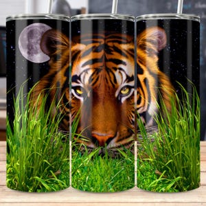 Crouching Tiger Wildlife Tumbler Wrap 20oz Skinny Bengal Tiger Sublimation Download Wild Animal Tiger Print For Tumblers Animal Lover Gifts