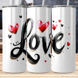 Liefde beker wrap 20oz mager afdrukbare liefde tekst sublimatie ontwerp harten Valentijnsdag png-bestand rode harten beker wrap