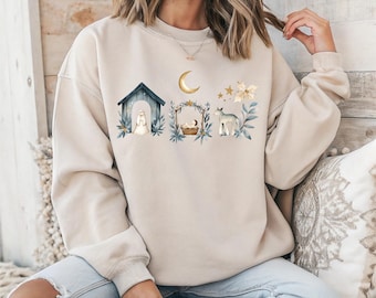 Christmas Nativity Scene PNG, Christian Minimalist Tshirt Design (Digital Download)