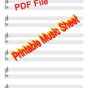 Blank Music Sheet, Staff paper, 8 1/2&quot; x 11&quot; Instant Download PDF file