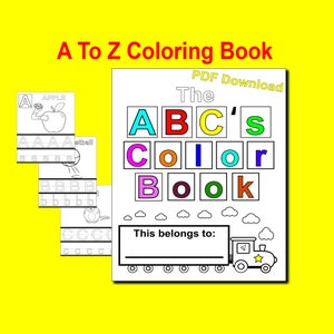 ABC Kids Coloring Book Printable PDF (Instant Download Print)