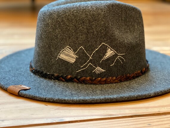 Embroidered wide brim hat Clearance