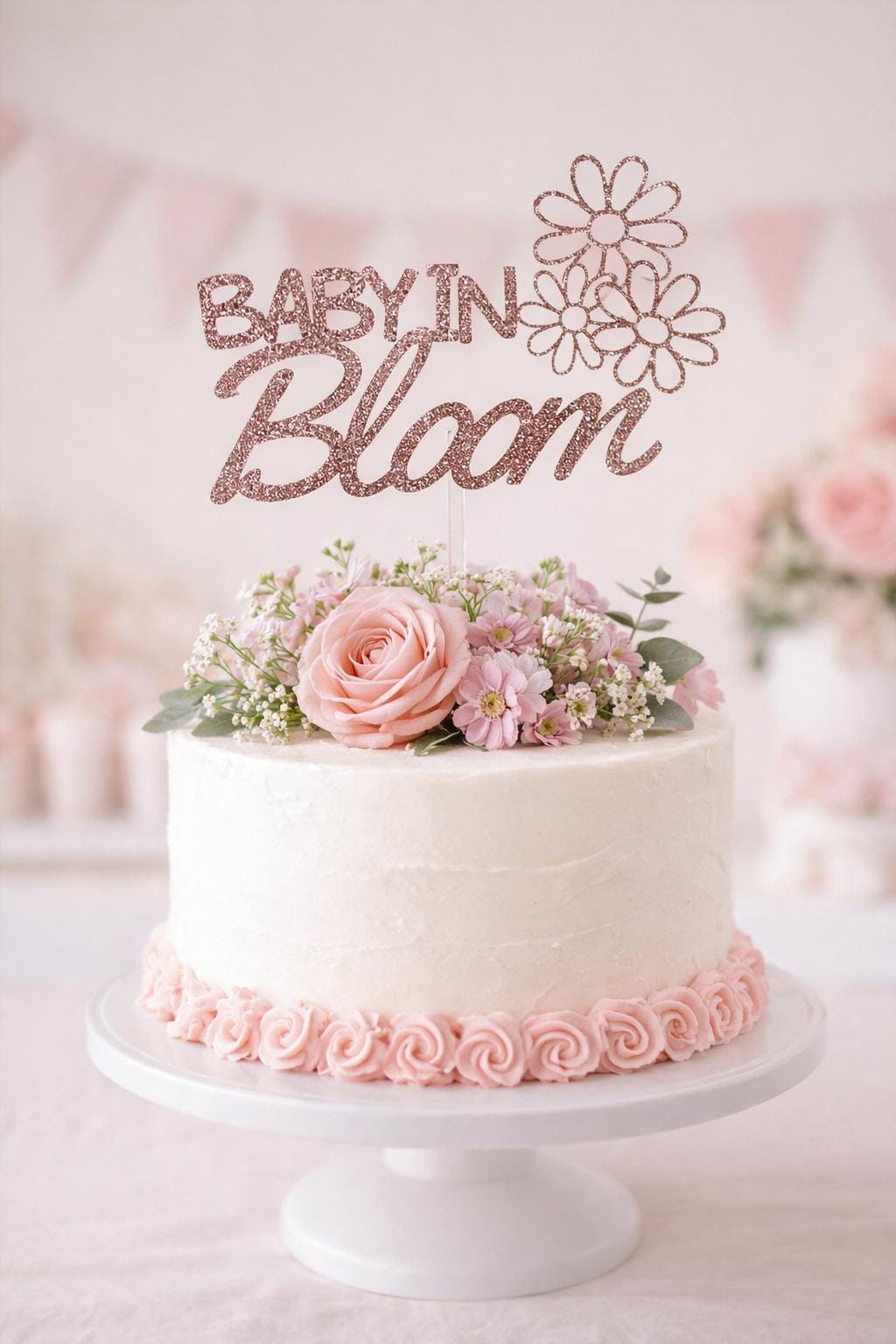 Baby In Bloom Cake Topper Floral Glitter Baby Shower Decoration Etsy Baby In Bloom Cake Topper Floral Glitter Baby Shower Decoration Etsy