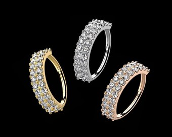 3 Piece Double Diamond 14k Gold Nose Ring Set