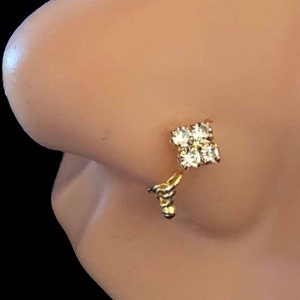 4 Diamond Dangling Nose Ring