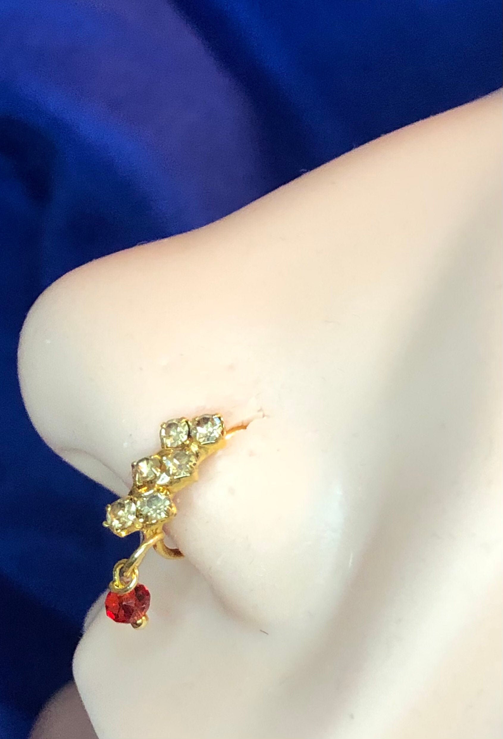 Bolt Diamond Dangle Nose Ring Etsy