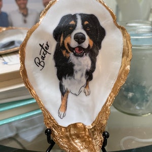 Custom Memorial/Commemorative/Bereavement Sea Shell - Clam or Oyster shell with image of a beloved pet or person