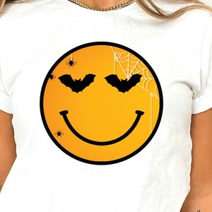 Halloween Bat Eyes Retro Smiley PNG - Smiley - Spider Halloween Design PNG - Designs Downloads - Sublimation - Retro  - Vintage Design