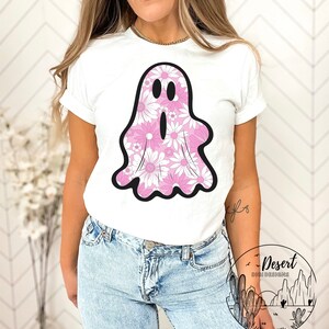 Retro Flower Halloween Ghost PNG - Smiley -Retro Daisy PNG - Designs Downloads - Sublimation - Preppy Halloween - Vintage - Pocket Design