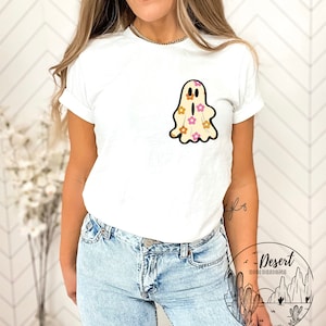 Retro Flower Halloween Ghost PNG - Smiley -Retro Daisy PNG - Designs Downloads - Sublimation - Preppy Halloween - Vintage - Pocket Design