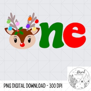 Rentier Mädchen Weihnachten Eins PNG SVG - Weihnachten Geburtstag - Dezember Geburtstag Design PNG - Erster Geburtstag Schaltung Silhouette - Sublimation