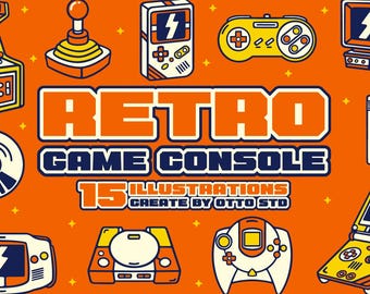 Retro Gaming SVG Bundle - 15 Video Game Console Clipart PNG Vector for Stickers, Posters