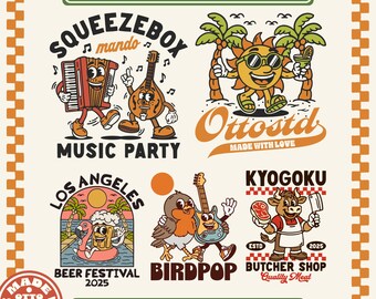 Custom Design Retro Vintage Mascot Cartoon Character Illustration for Shirt Design Logo