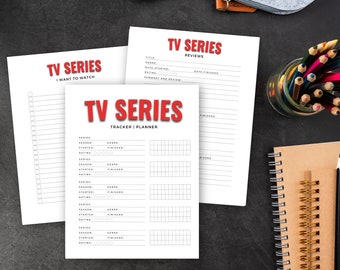 TV Series Tracker - Shows to Watch Planner Printable  - PDF JPG Download Letter 8.5x11 and A4
