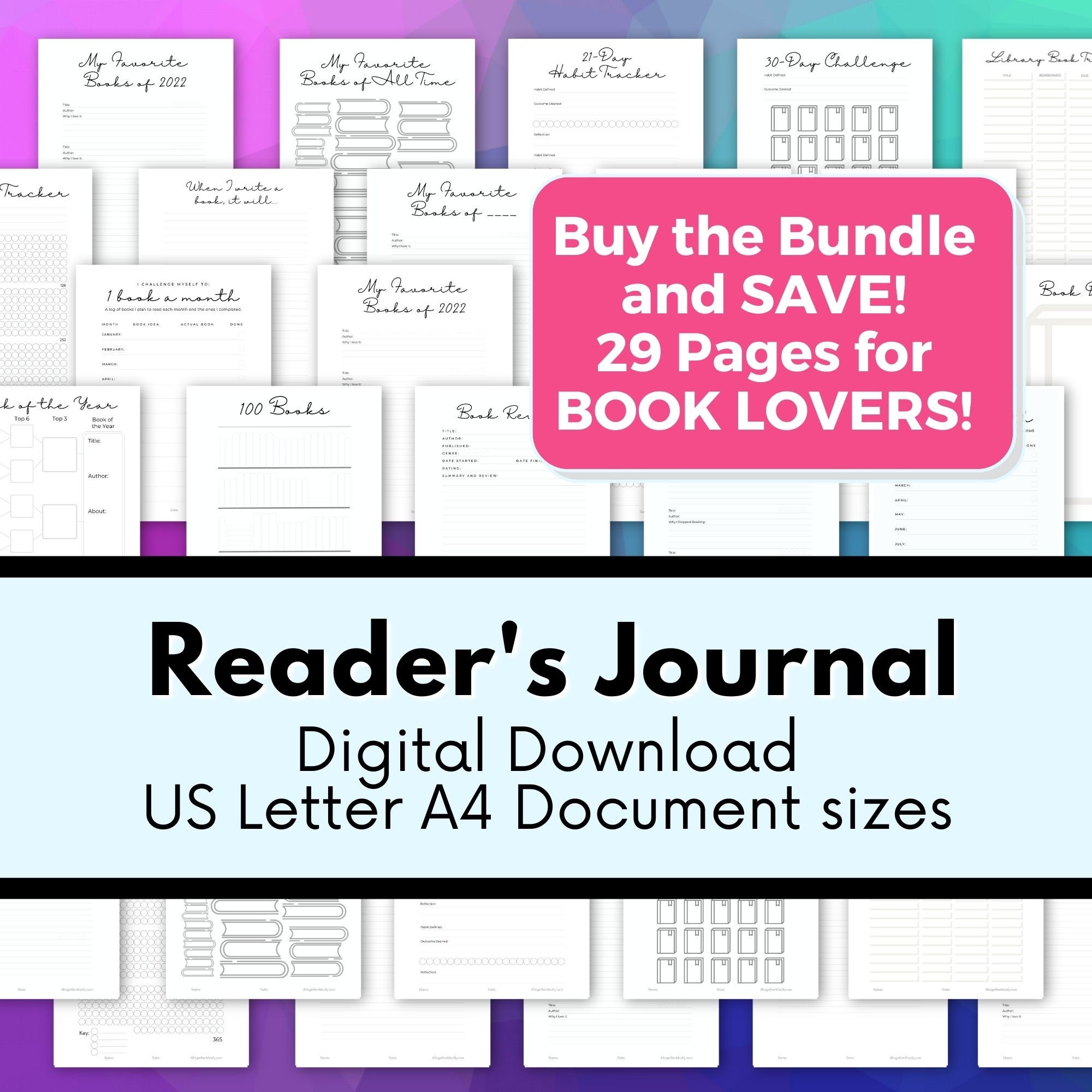 Library Book Tracker Printable | Reading Journal | PDF Download - Etsy